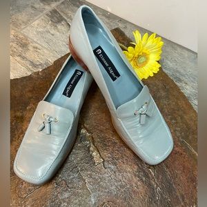 Etienne Aigner~Soft Leather Loafers~Grayish-Blue~Square Toe~Tassel~Size 8.5M